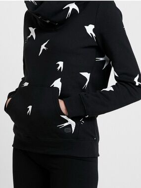 ONLY Women's Black Graphic Sweatshirt with White Swallow Print